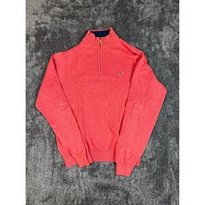 Vineyard Vines 1/4 Zip Sweater Red Cotton Mens Size Medium
